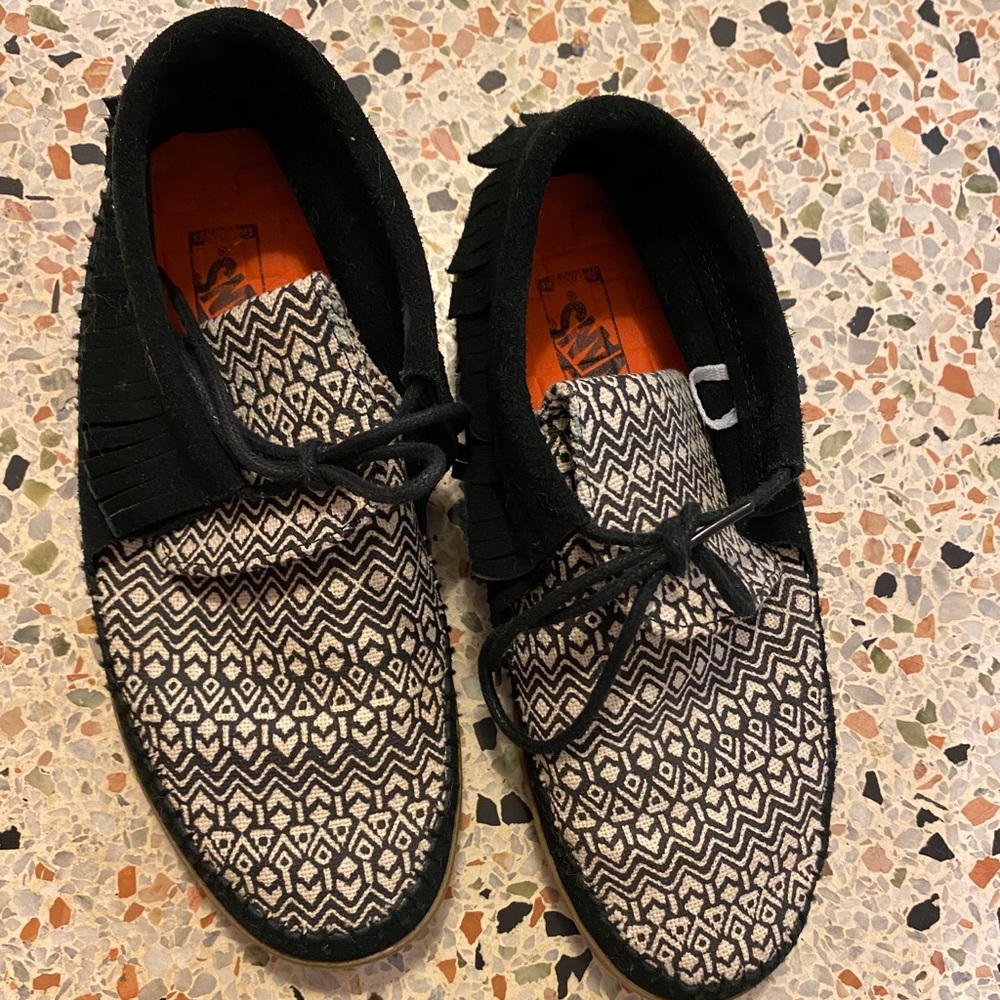 Black Aztec Vans Moccasins
